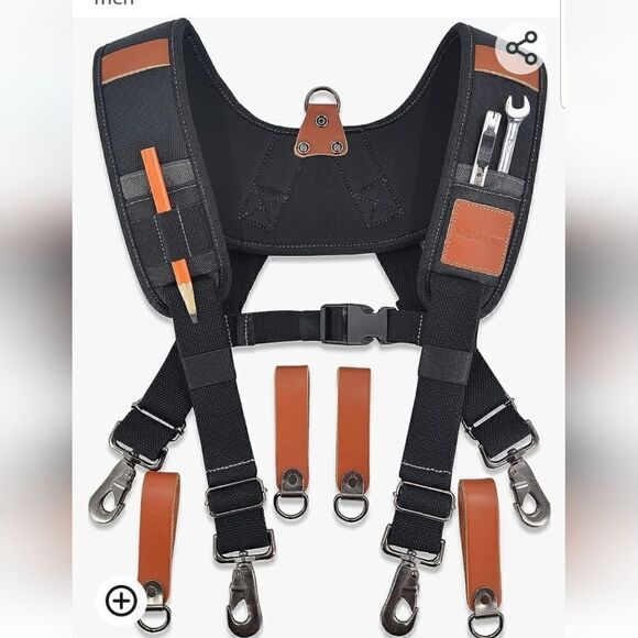 WELKINLAND  Heavy Duty Suspenders Black Harness Carpentry - Picture 4 of 12